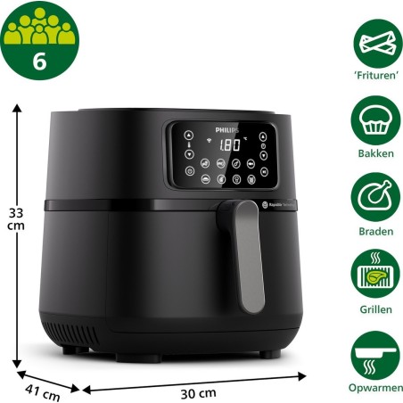 Philips Series 5000 Connected HD9285 XXL Airfryer - Perfekt Mørk Sølv/Sort til Sund Madlavning!