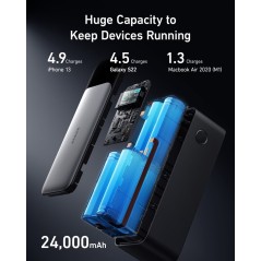 Køb Anker 737 Powerbank 24000mAh Sort - Hurtig opladning og høj kapacitet!