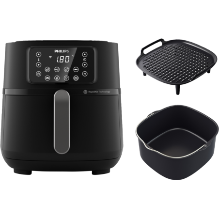 Philips Series 5000 HD9285 XXL Connected Airfryer 2000W - Mørk Sølv/Sort - Sundere Madlavning med Stil!