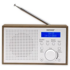 DENVER DAB-46 Bærbar DAB Radio i Brun/Hvid - Suveræn Lydkvalitet og Stilrent Design!