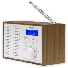 DENVER DAB-46 Bærbar DAB Radio i Brun/Hvid - Suveræn Lydkvalitet og Stilrent Design!