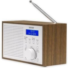 DENVER DAB-46 Bærbar DAB Radio i Brun/Hvid - Suveræn Lydkvalitet og Stilrent Design!
