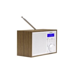 DENVER DAB-46 Bærbar DAB Radio i Brun/Hvid - Suveræn Lydkvalitet og Stilrent Design!