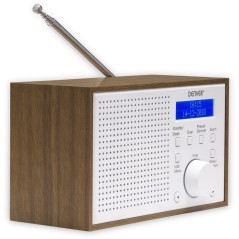 DENVER DAB-46 Bærbar DAB Radio i Brun/Hvid - Suveræn Lydkvalitet og Stilrent Design!