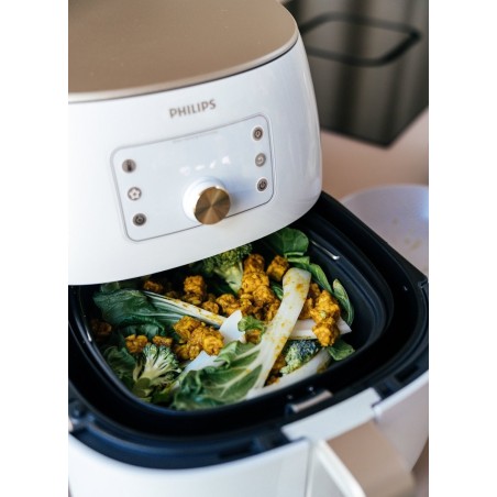 Philips Premium Collection HD9870 Airfryer XXL - Sund Madlavning med 2.225kW Hvid/Perle - Optimal Droning af Smag!