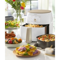 Philips Premium Collection HD9870 Airfryer XXL - Sund Madlavning med 2.225kW Hvid/Perle - Optimal Droning af Smag!