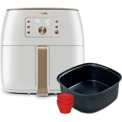 Philips Premium Collection HD9870 Airfryer XXL - Sund Madlavning med 2.225kW Hvid/Perle - Optimal Droning af Smag!