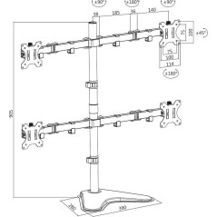 LogiLink Quad Monitor Desk Stand - Stativ til 4 LCD displays 13-32" | Optimal Plads & Ergonomi