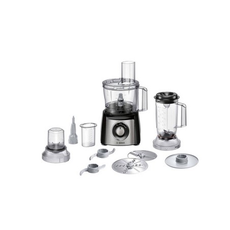 Bosch MultiTalent 3 MCM3501M Køkkenmaskine - 2.3 liter i Børstet Rustfrit Stål/Sort | Effektiv, Alsidig og Stilren!