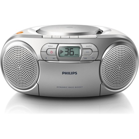 Philips AZ127 Boombox Sølv - Kraftfuld Lyd, Bærbar Musikglæde og Stilfuldt Design