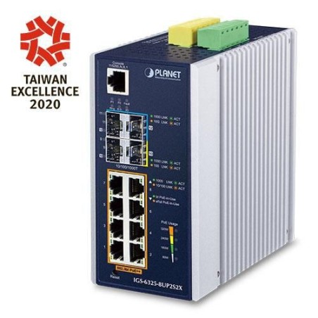 Industriel L3 Switch Planet IP30 IGS-6325-8UP2S2X - Robust og Pålidelig Leistung