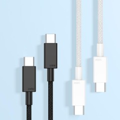 2 Meter USB-C til USB-C Hurtigopladningskabel – 100W, Hvid