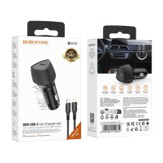 BOROFONE BZ31B PD30W Biloplader | Type-C til 8-Pin | UltraShop
