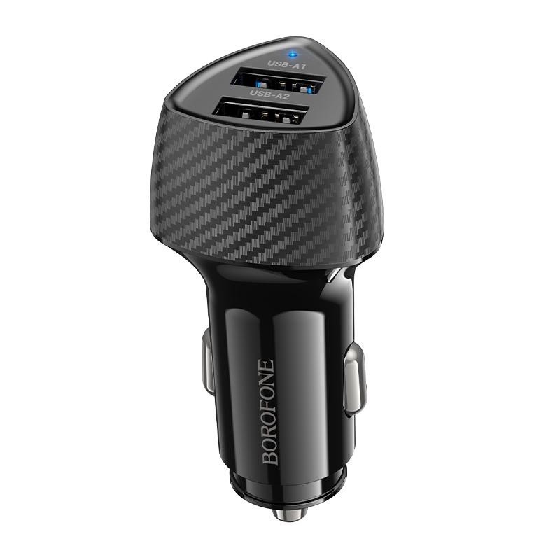 BOROFONE BZ31A Dual-Port USB Car Charger – Black BOROFONE BZ31A Dual-Port USB Car Charger – Black