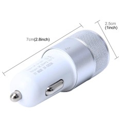 5V Dual USB Cigaretadapter til Bil – 2.1A/1A Hurtigopladning (Sølv)