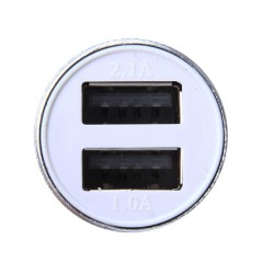 5V Dual USB Car Cigarette Lighter Adapter – 2.1A/1A Fast Charging (Silver) | UltraShop