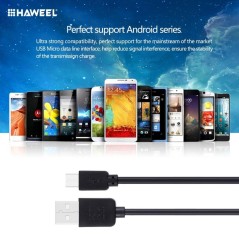 HAWEEL 1m Mikro-USB til USB Kabel – Hurtig Opladning & Data Sync (Sort) | UltraShop
