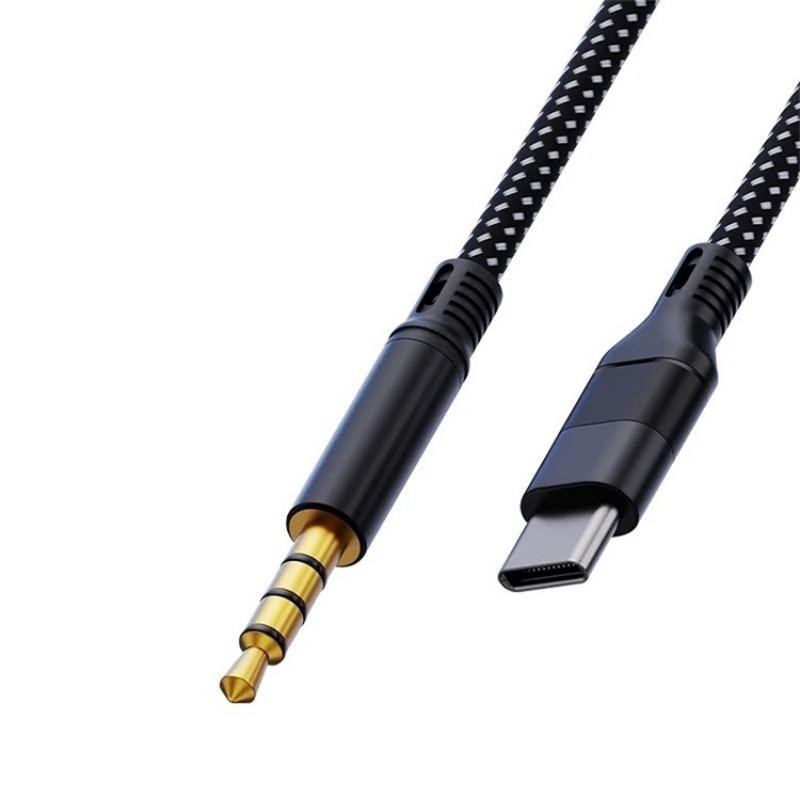 JS-101 USB-C til 3.5mm Audio Kabel – Flettet HiFi Lyd AUX Ledning (1,2m)
