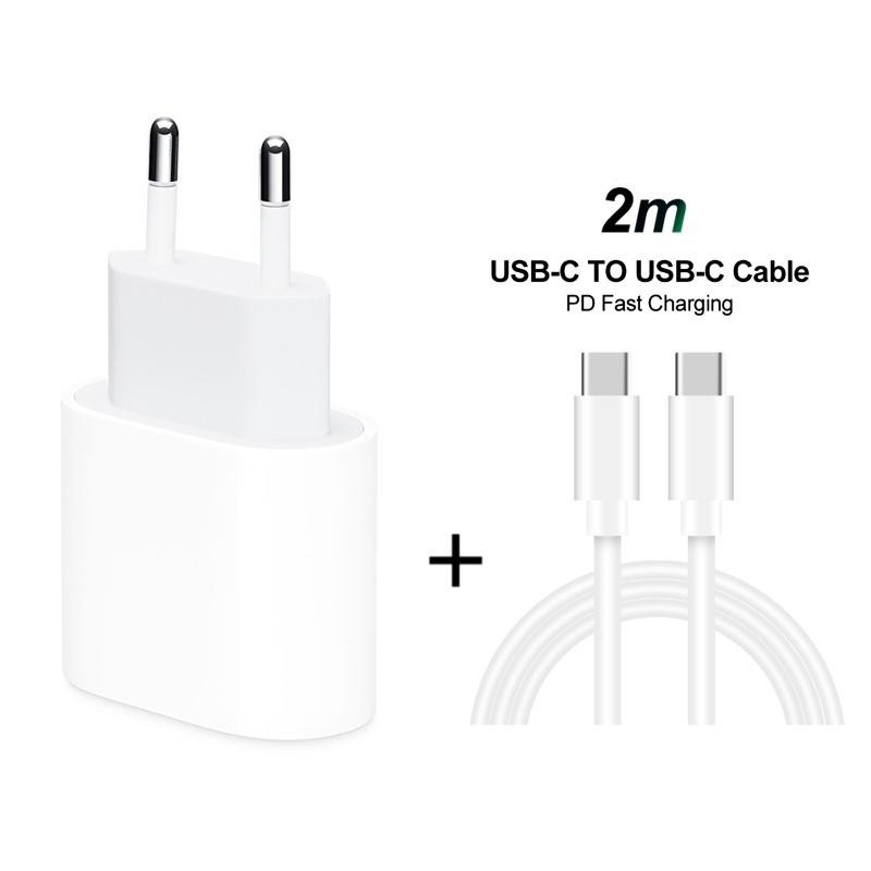 20W USB-C Fast Charger for iPhone / Android (USB-C to USB-C) – 2 meter