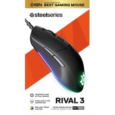 SteelSeries Rival 3 Optisk Gaming Mus - Kabling Sort | Unparalleled Præcision & Komfort