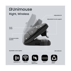 Contour Unimouse Trådløs Mus i Sort – Ergonomisk Design for Optimal Komfort og Effektivitet - Varenr. 0743870001127
