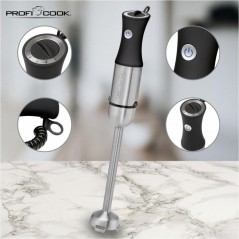 ProfiCook PC-SM 1094 Stavblender i Rustfrit Stål/Sort – Effektiv, Elegant og Slidstærk Kvalitet!