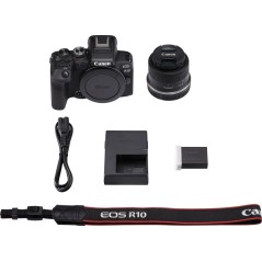Canon EOS R10 Sort Digitalkamera med RF-S 18-45mm F4.5-6.3 IS STM Objektiv - Perfekt til Kreative Fotografer! Varenr: 4549292189
