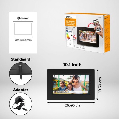 DENVER PFF-1015B Digital Fotoramme 10.1" - Elegant Sort Design til Mindeværdige Øjeblikke