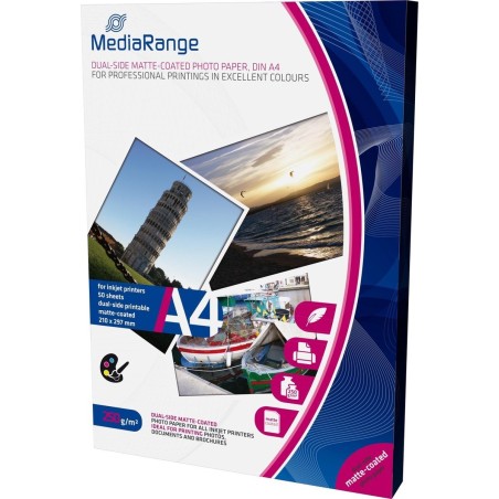 MediaRange Fotopapir A4 210 x 297 mm - 50 ark til professionelle billeder - Kvalitetspapir med glimrende farvegengivelse!