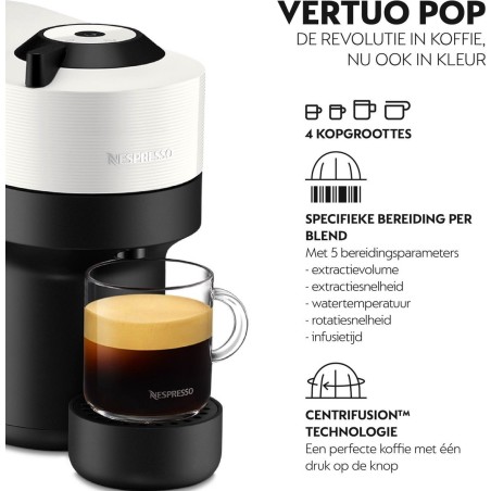 Krups Nespresso Vertuo Pop XN9201 Kaffemaskine - Kokosnøddehvid | Perfekt til Kaffeentusiasten!