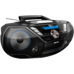 Philips CD Soundmachine AZB798T Boombox - Sort/Sølv | Kraftfuld lyd og stilfuldt design!
