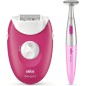 BRAUN Hindbærpink/hvid Epilator 3-420 BRAUN Hindbærpink/hvid Epilator 3-420