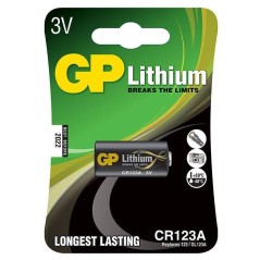 Køb GP Lithium Battery CR123A 3V - Holdbar 1-pack til pålidelig ydeevne! Varenummer: 4891199192043