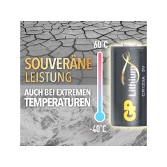 Køb GP Lithium Battery CR123A 3V - Holdbar 1-pack til pålidelig ydeevne! Varenummer: 4891199192043