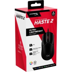 Køb HyperX Pulsefire Haste 2 Optisk Kabling Sort - Lynhurtig Præcision og Komfort!