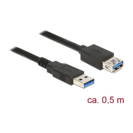 DeLOCK USB 3.0 Forlænger kabel 50cm - Hurtig, Pålidelig & Sort - Varenummer: 4043619850532