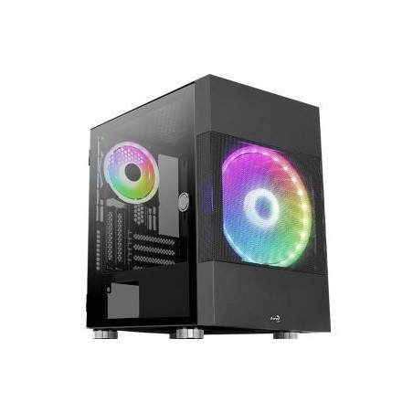 AeroCool Atomic-G-BK-v2 Trn Micro-ATX - Stilig Sort Kabinet uden Strømforsyning - Ideel til Dit Gamer Setup!