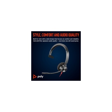 HP Poly Blackwire 3310 Kablet Høretelefoner Sort