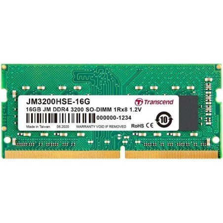 Transcend JetRam 16GB DDR4-3200 SO-DIMM - Hurtig og pålidelig RAM-opgradering (Varenr. JM3200HSE-16G)