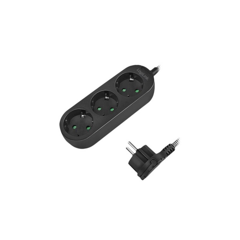 LogiLink Stikdåse 3-stik 16A Sort 1.5m