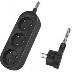 LogiLink Stikdåse 3-stik 16A Sort 1.5m