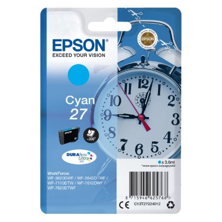 Epson 27 Cyan Blækpatron - 300 Sider - Kvalitet og Pålidelighed til Dit Print Behov - C13T27024012
