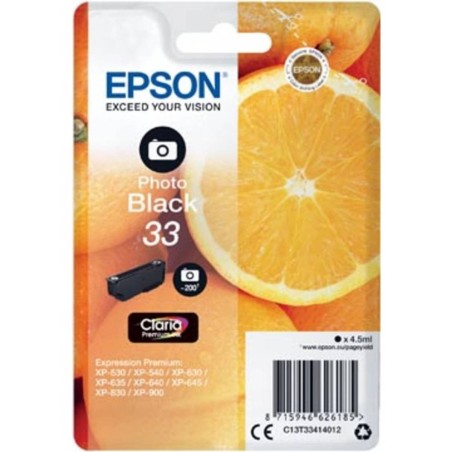 Epson 33 Foto-sort 200 fotos Blk - Kvalitetsblæk til fantastiske udskrifter | C13T33414012