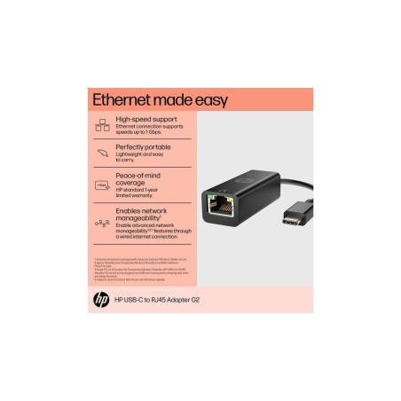 HP Netværksadapter USB-C 1Gbps - Hurtig og pålidelig kabling til optimal forbindelse | Varenr: 0196188549902