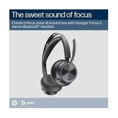 Poly Voyager Focus 2 Trådløst Headset Sort - Optimal Lydkvalitet og Komfort til Professionel Brug