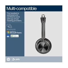 Poly Voyager Focus 2 Trådløst Headset Sort - Optimal Lydkvalitet og Komfort til Professionel Brug