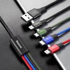 Baseus 4-i-1 USB Kabel - USB-C, Lightning & Micro-USB - 12 m | Fleksibel og Praktisk Løsning!