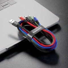 Baseus 4-i-1 USB Kabel - USB-C, Lightning & Micro-USB - 12 m | Fleksibel og Praktisk Løsning!