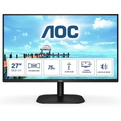 AOC B2 27B2HEU 27" Fuld HD LED Display - 1920 x 1080 Pixel - Slank og Elegant Sort Skærm