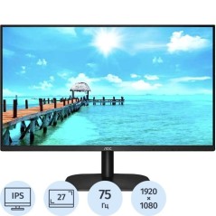 AOC B2 27B2HEU 27" Fuld HD LED Display - 1920 x 1080 Pixel - Slank og Elegant Sort Skærm